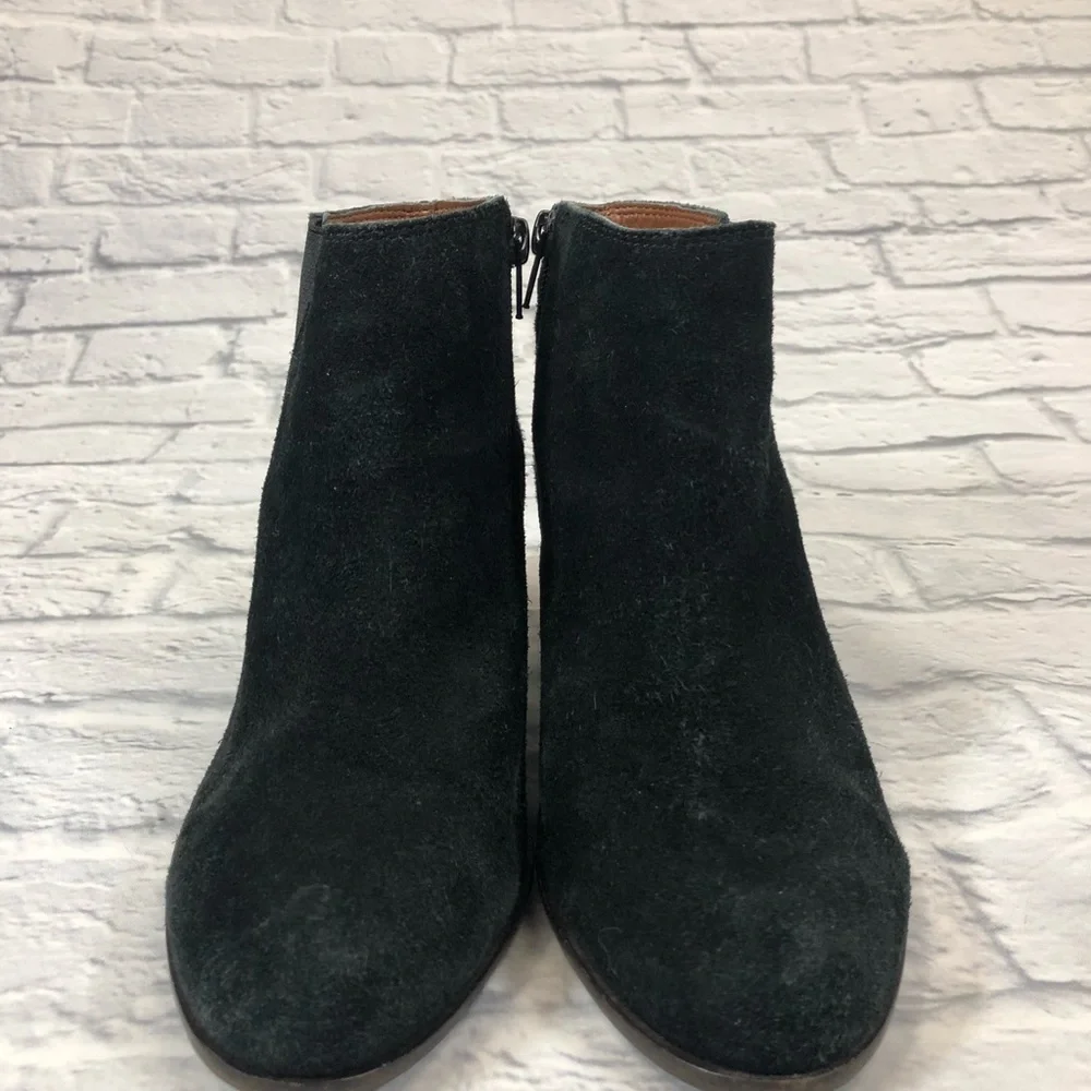 Lucky Brand black leather suede booties with heel Size 8.5 Zip up ankle